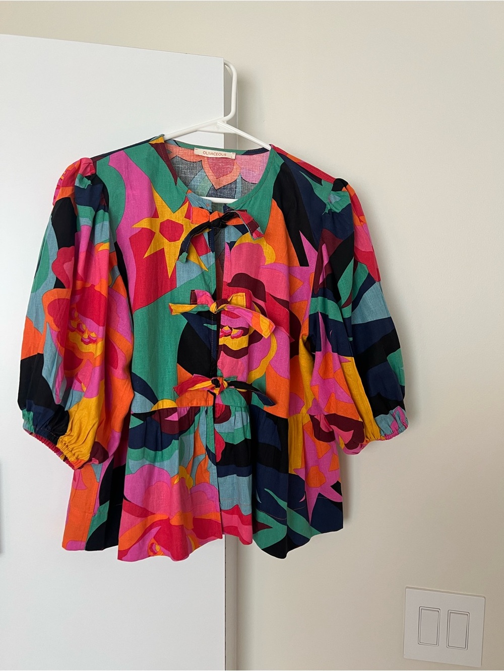 Colorful Floral Tie-Front Top